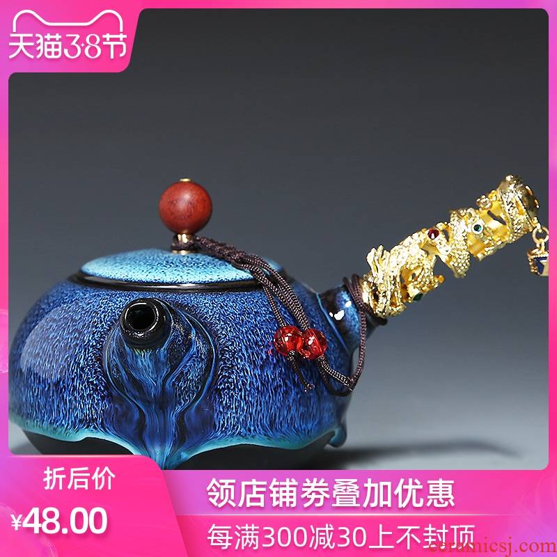 Checking out ceramic teapot household kung fu tea set of the filter tea variable coppering. As silver teapot single large pot