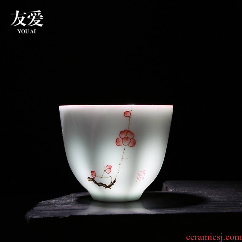 Love shadow tsing kung fu tea cups of jingdezhen ceramic sample tea cup tea cup master cup single cup bell personal tea