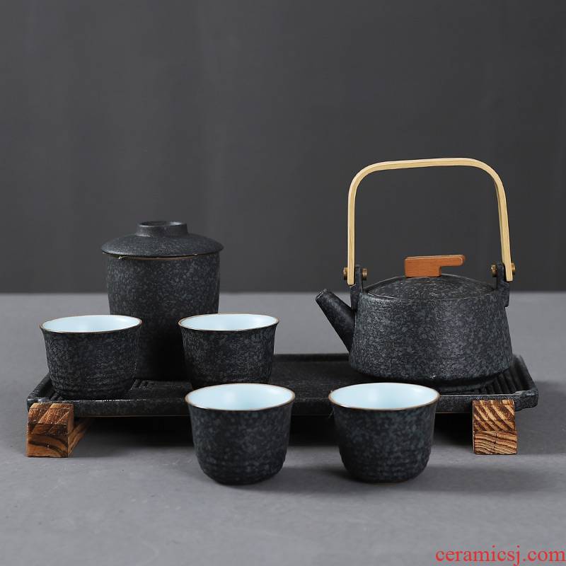Restoring ancient ways in building kung fu tea set gift coarse pottery creative office household ceramics dry tea set the teapot