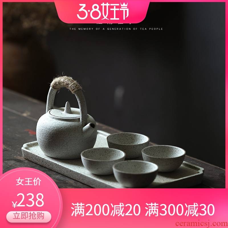 Jiangnan tea tea set suit Japanese coarse pottery pot of girder past small suit kung fu teapot home office