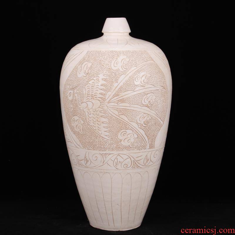 Jingdezhen imitation song dynasty style typeface magnetic state up with white ground grain mei bottle company hotel Chinese contracted household soft outfit vase furnishing articles