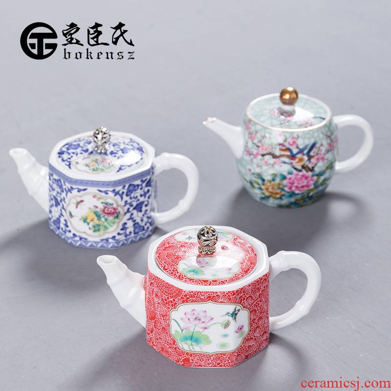 Treasure minister 's colored enamel teapot ceramics single pot a pot of tea kettle cup two cups of tea set