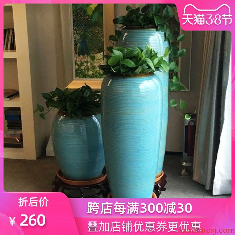 Simple jingdezhen large vases, ceramic furnishing articles continental high sitting room be born American hydroponic plant money plant flower pot