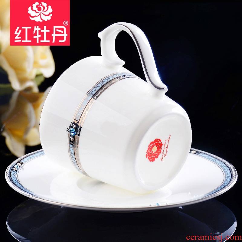 Red peony European - style ipads porcelain coffee cup suit see colour set auger mark cup breakfast cup dish suit cup with a spoon