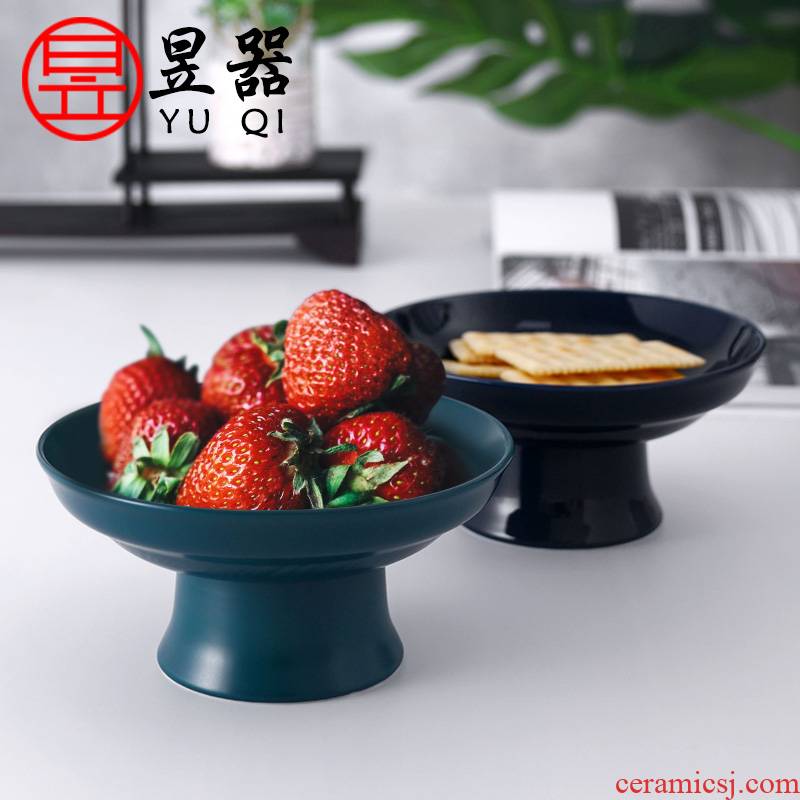 Yu is the creative household high ring foot dry fruit tray ceramic fruit bowl Chinese style restoring ancient ways is the sitting room tea all the plate