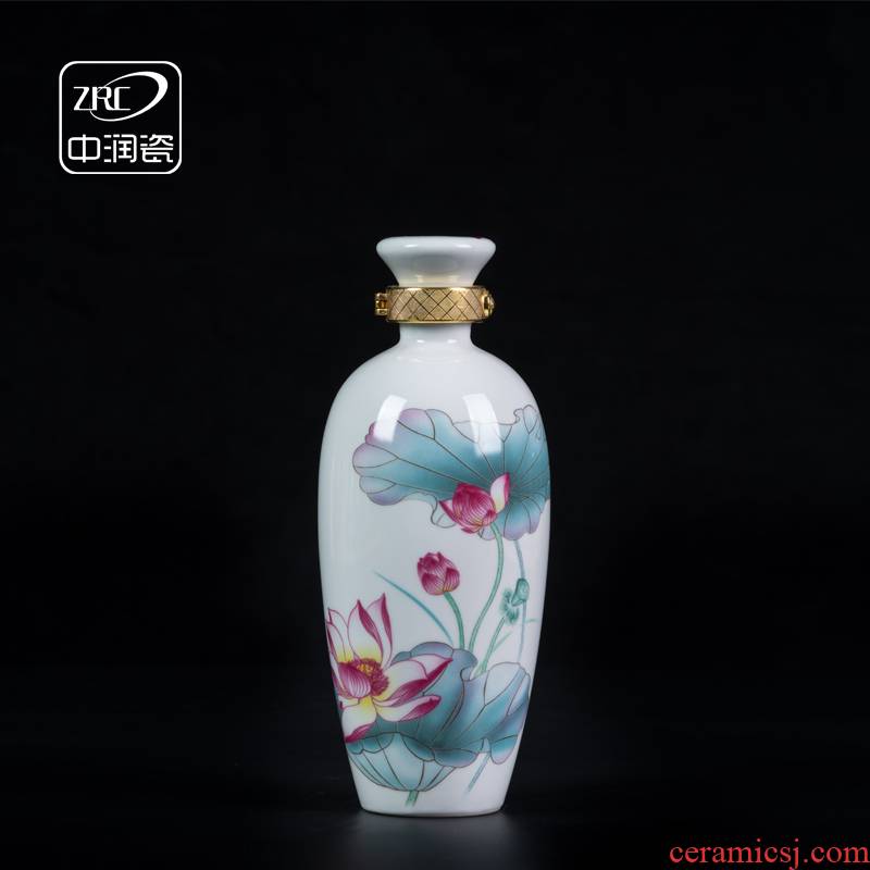 Jingdezhen ceramic bottle tang lotus archaize home an empty bottle, hip flask one jin liquor