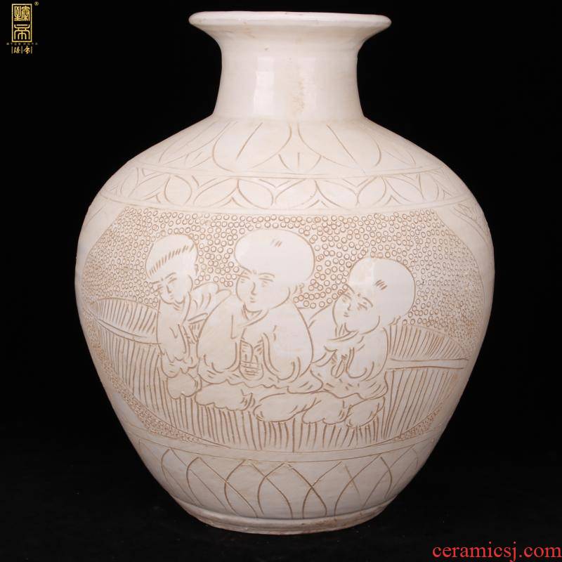 Jingdezhen imitation song dynasty style typeface, white - floored hand - cut figures can of antique antique old vintage household soft outfit furnishing articles hotel company