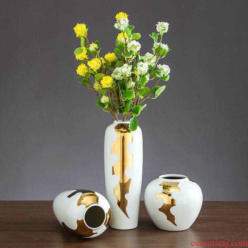 American light luxurious big ceramic vase furnishing articles sitting room table example room TV ark, household soft adornment arranging flowers