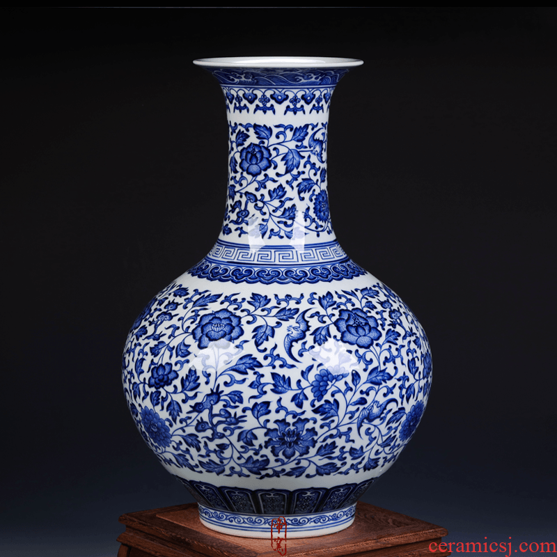 Antique hand - made the design of blue and white porcelain of jingdezhen ceramics vase furnishing articles of dry flower arranging the sitting room decorate gifts