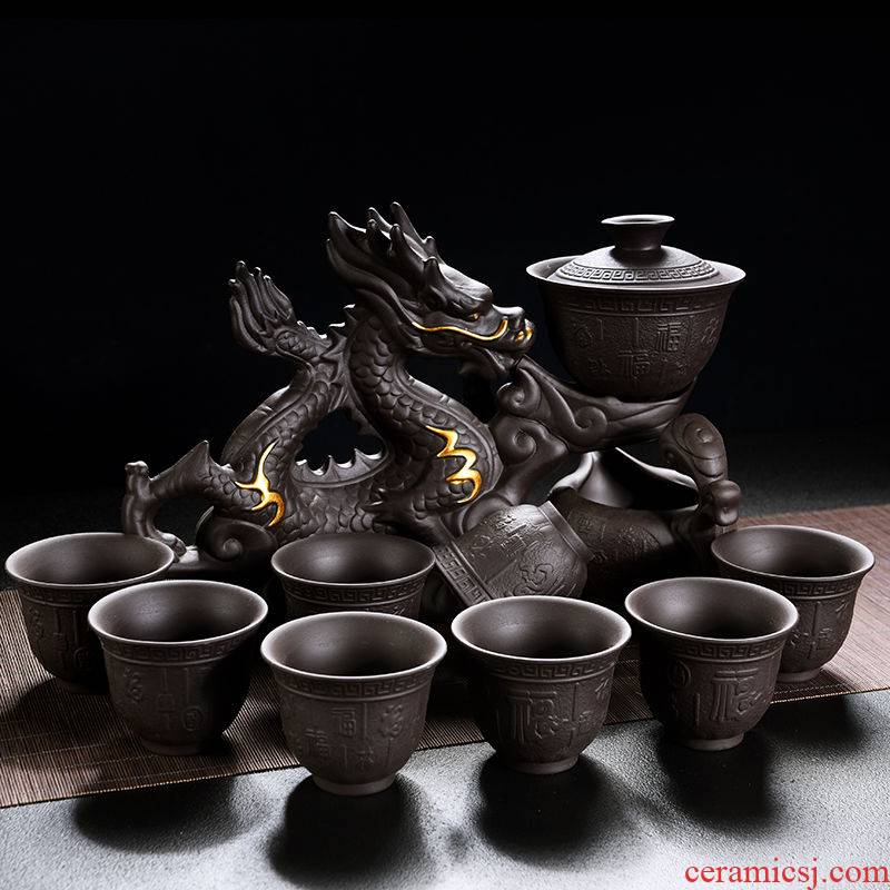 Fortune turnes the semi - automatic kung fu tea set lazy household ceramics stone mill make tea tea set ideas prevent hot