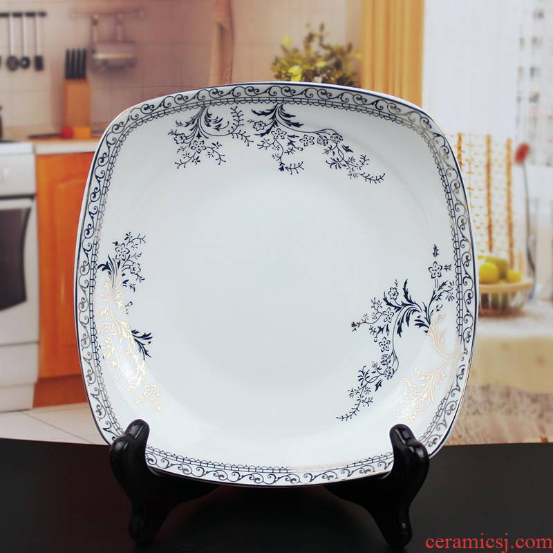 Swan lake, people 's livelihood industry 8 inch pot plate of gold and silver and porcelain tableware plate square plate of the four dish plate