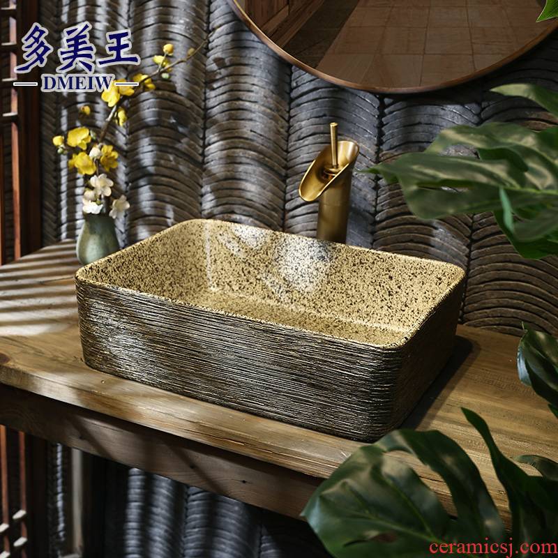 What king square Chinese style restoring ancient ways is the stage basin art ceramic lavatory basin basin that wash a face carved in the sink