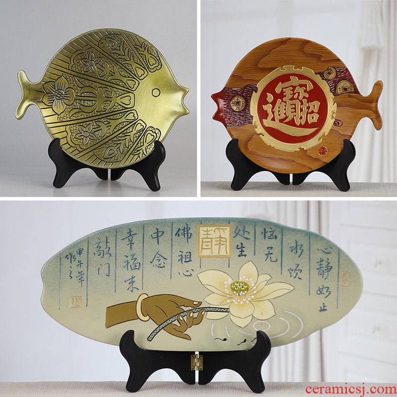 Great fish dish of Chinese style household decoration decoration wine porch ceramic crafts rich ancient frame TV ark, furnishing articles