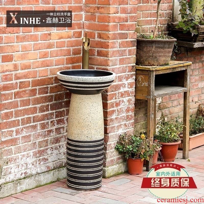 Ceramic pillar lavabo landing stage basin integrated basin commode ChiZhu balcony column antique art restoring ancient ways