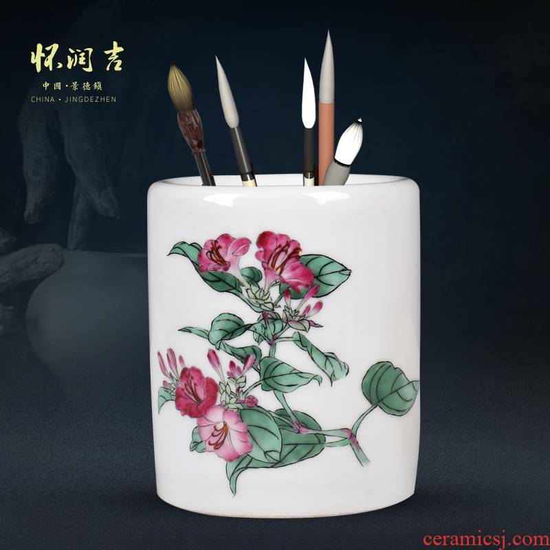 Jingdezhen ceramic hand - made modern furnishing articles brush pot four four treasures furnishing articles furnishing articles of Chinese style decoration