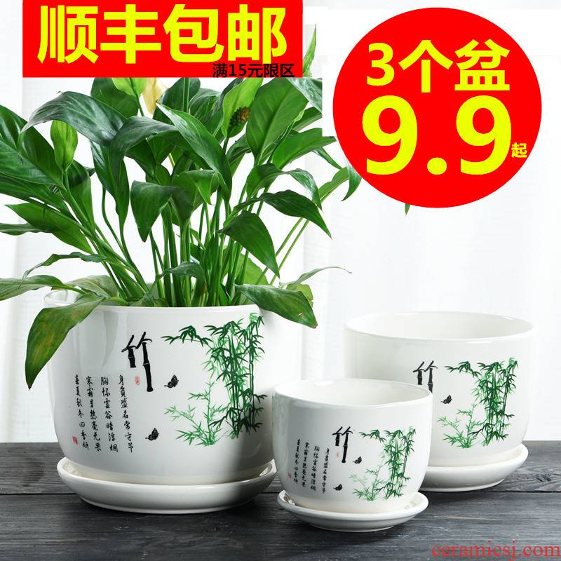 Heavy flowerpot ceramic large special offer a clearance with tray was home flesh creative move more than other small meat flowerpot
