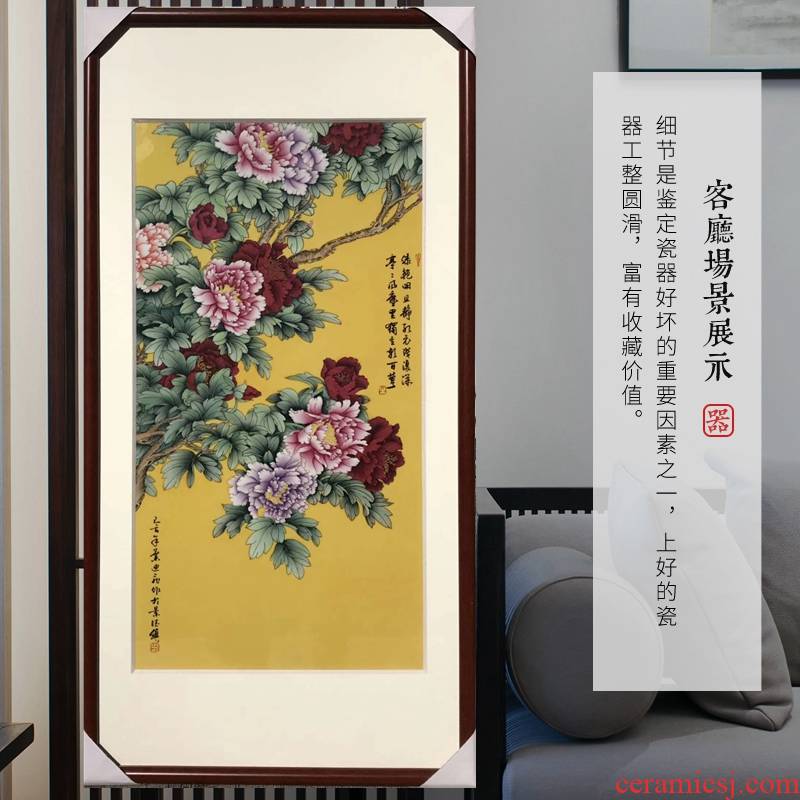 Jingdezhen ceramic masters painting porcelain plate painting antique solid wood painting blooming flowers sitting room decorate the study