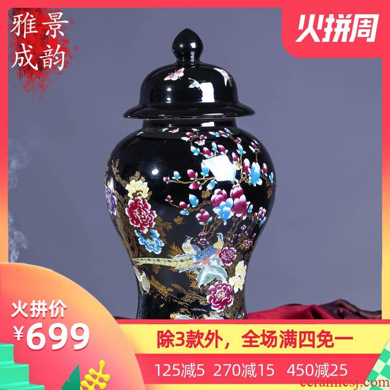 Jingdezhen general pot vase China creative sitting room ground ceramic restoring ancient ways is contracted checking works of art