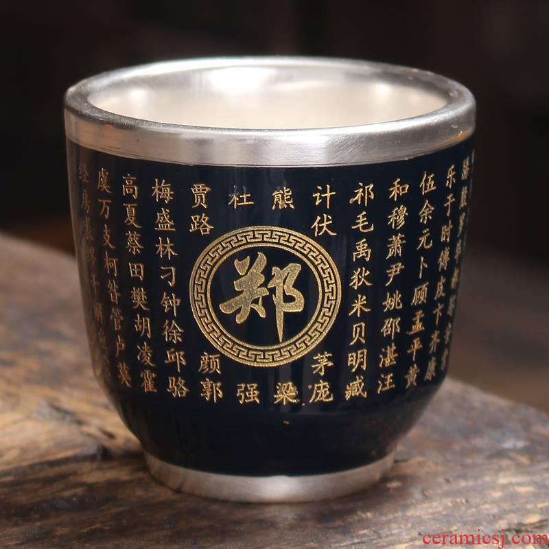 Sterling silver master cup ceramic cup heart sutra of glasses tasted silver gilding ceramic cups kung fu tea set custom cup