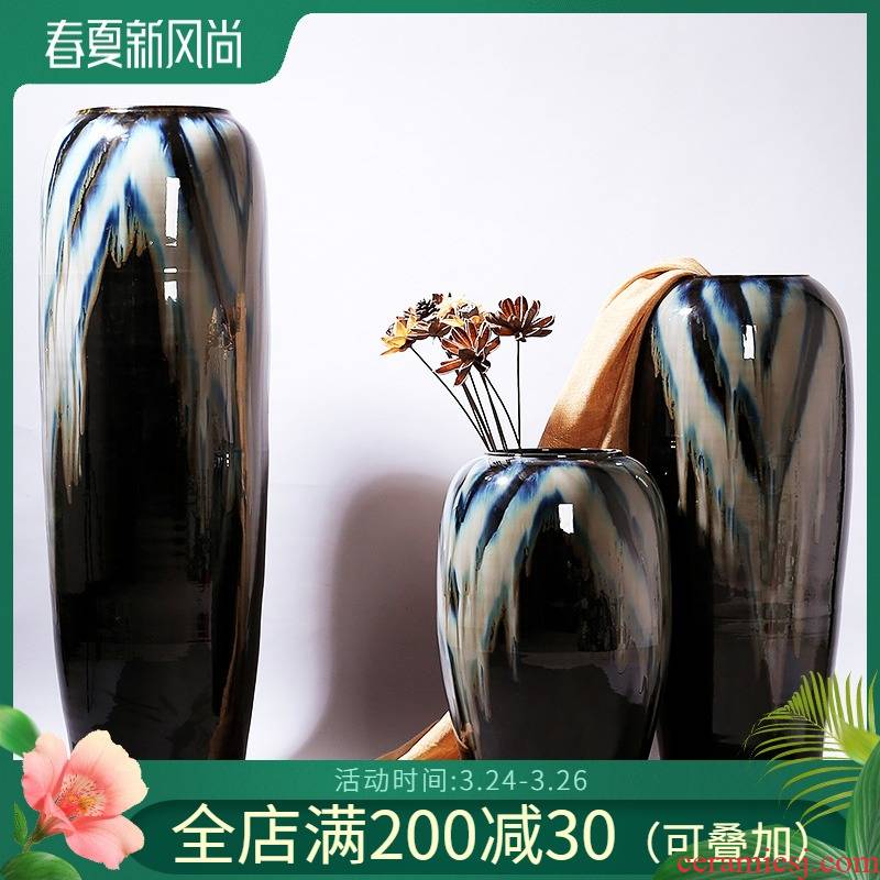 Jingdezhen ceramic floor vase garden villa decoration theme hotel furnishing articles take home decoration