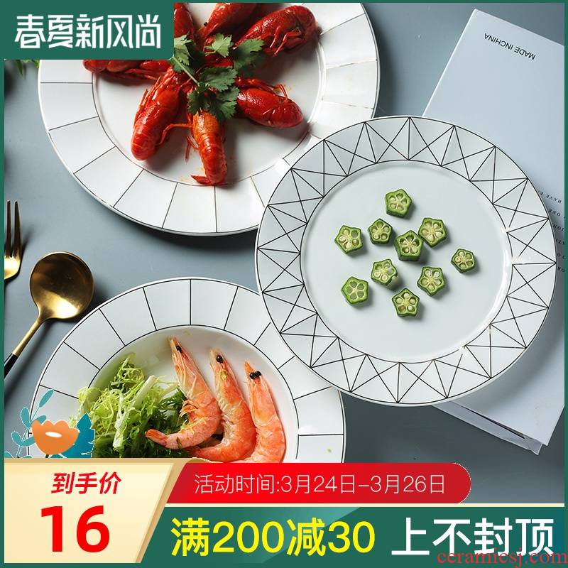 What western food plate beefsteak dish plate creative ceramic plate household web celebrity photos breakfast tray