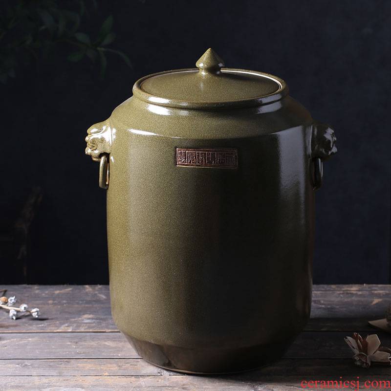 50 kg of jingdezhen ceramic altar high - grade tank cylinder barrel mercifully jars with leading oil jar pickles pickled meat