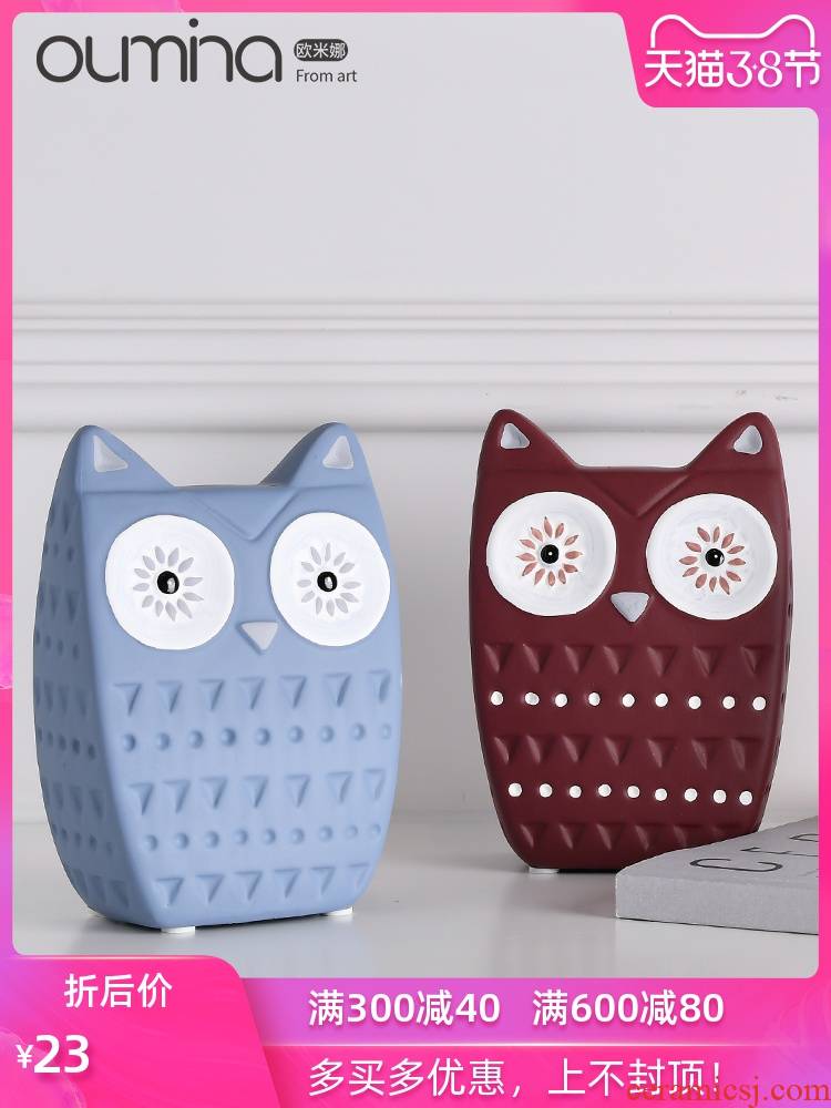 I and contracted Nordic home decoration sample of new home sitting room study animal owl ceramic furnishing articles