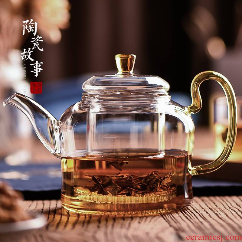 Ceramic story glass teapot teapot high - temperature household single pot of filtration separation of tea flower teapot red tea sets