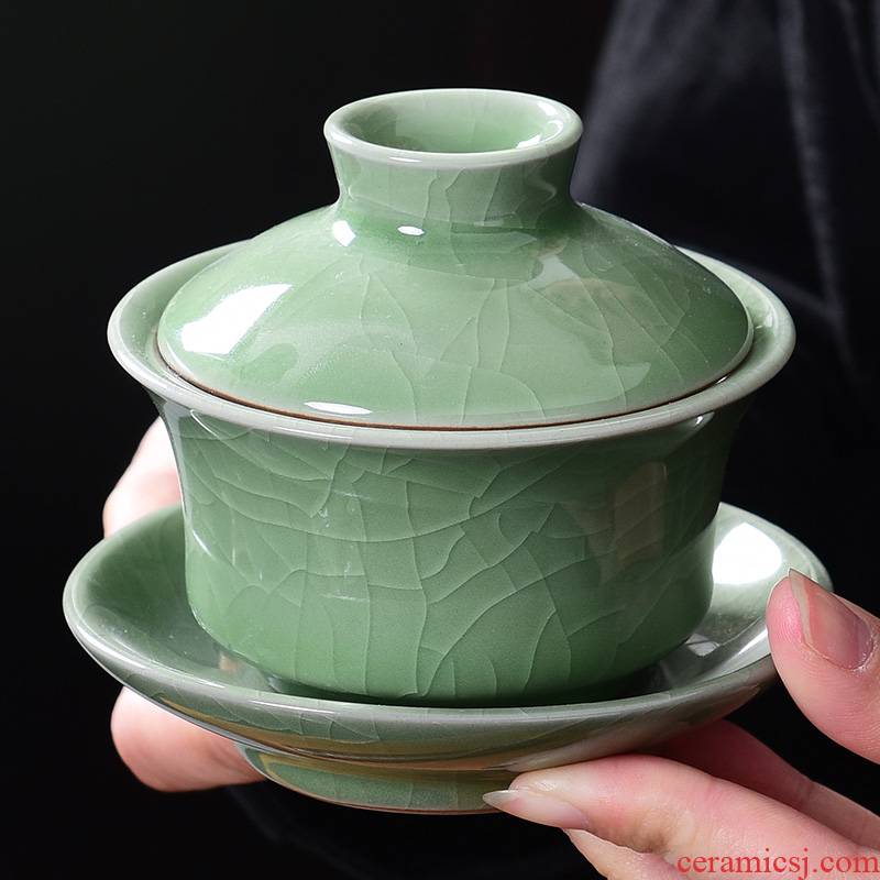 Laugh, slicing tureen three elder brother up to kung fu tea tea tea bowl bowl bowl of household ceramics with zero