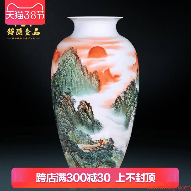 Jingdezhen ceramics by hand draw pastel large dry flower vases, modern Chinese style living room decoration collection place