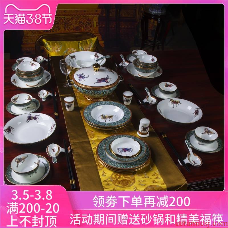 Hotel club table tableware Chinese colored enamel bowls bowl dish dish dish bowl rainbow such as bowl fish ipads plate spoons