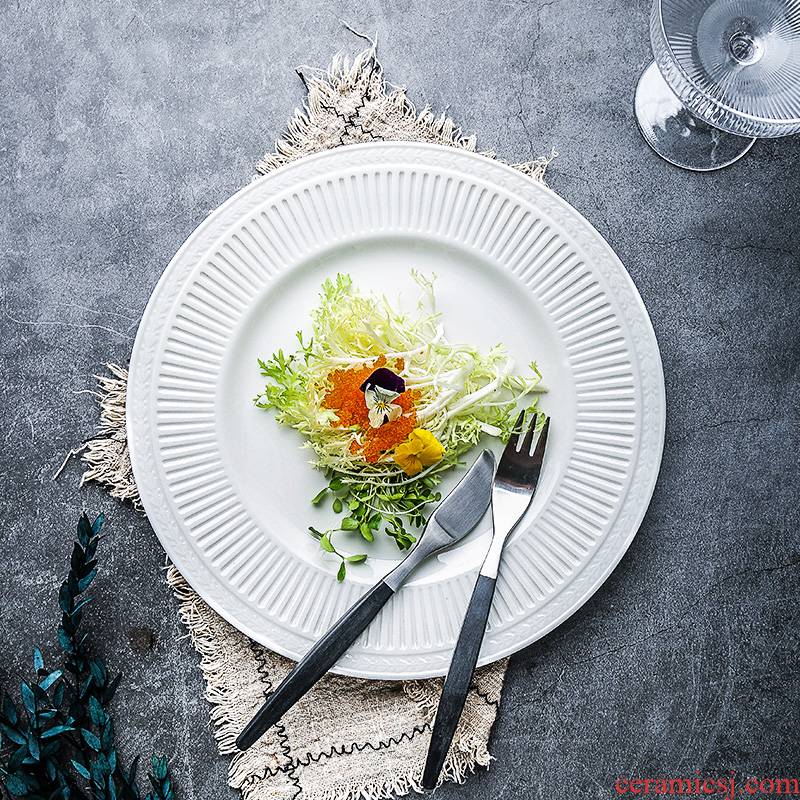 10 inch white ceramic plate of household creative beefsteak plate of pasta flat plate shallow dish dish features dishes