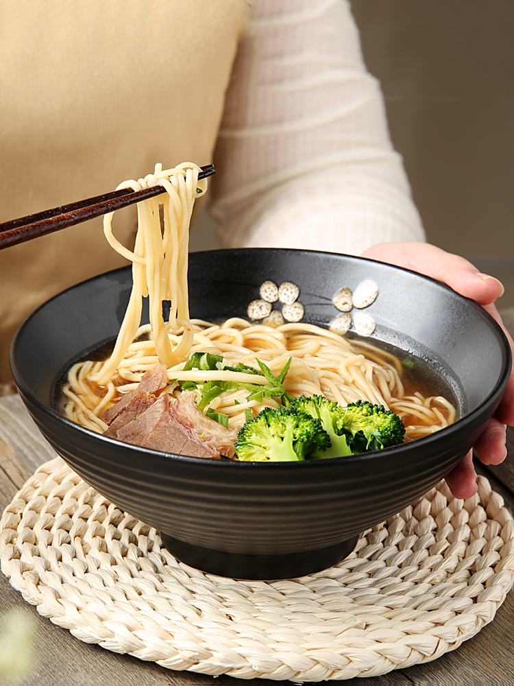 This porcelain Japanese ramen rainbow such use ceramic bowl large household have rainbow such as bowl beef rainbow such as bowl hat to bowl bowl threads
