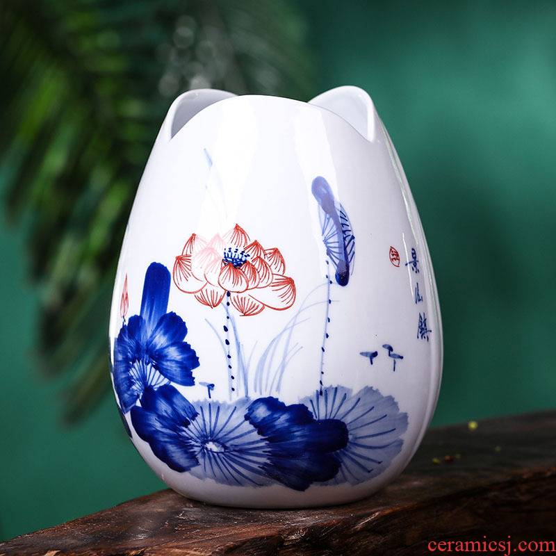 Jingdezhen ceramics hand - made floret bottle water raise lucky bamboo flower arrangement of blue and white porcelain decorative furnishing articles creative arts and crafts
