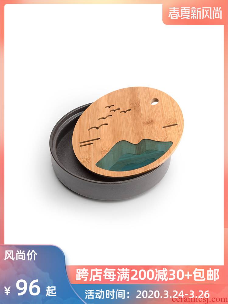 Mr Nan shan first green tea tray was creative Japanese bamboo tea tray was contracted household ceramic tea sea water type