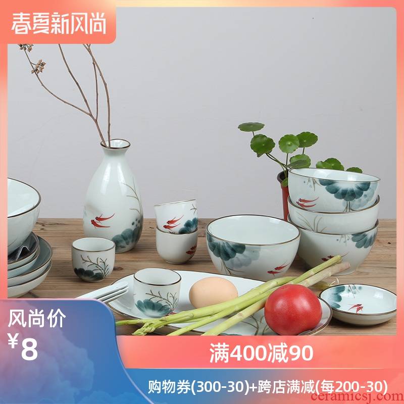 More creative household move of Chinese style tableware to eat rice bowls ceramic bowl bowl mercifully rainbow such use large soup bowl