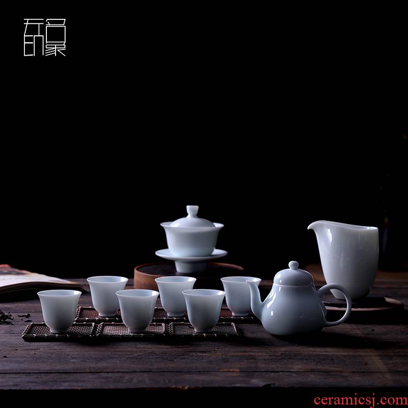 Unknown impression kung fu tea set contracted household tea creative ceramic cups teapot a complete set of gift boxes