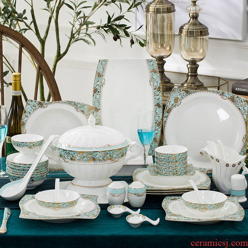 European - style key-2 luxury ipads porcelain tableware jingdezhen porcelain gift set dishes suit household dishes gold