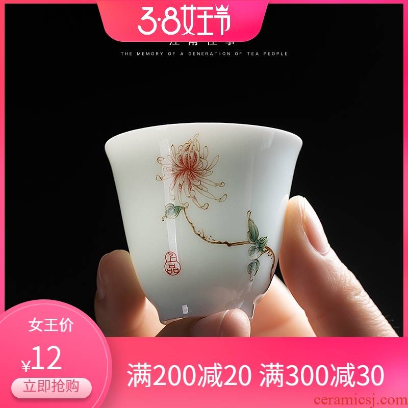 Jiangnan kung fu small ceramic sample tea cup god of a cup of tea cups past a small glass bowl with a single single CPU fullness