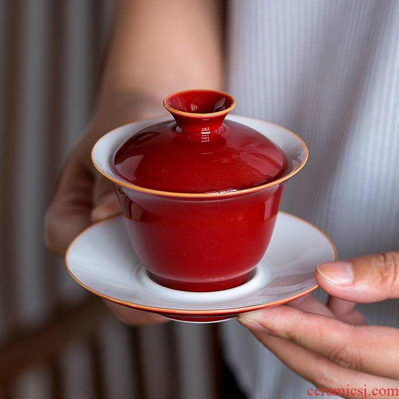 The Custom dehua white porcelain household finger bowl of tea set ceramic cup small sweet white thin foetus three tureen tea cups