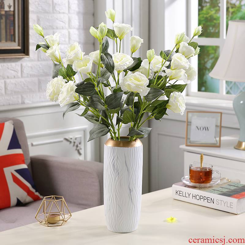 Light key-2 luxury ceramic vase continental dried flower arranging flowers sitting room table simulation creative TV ark, flower adornment furnishing articles