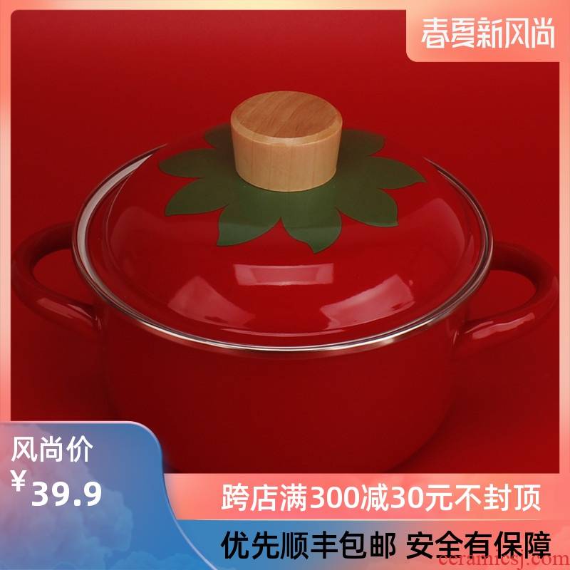 08 steel red tomato pot 18 cm1. 5 l enamel enamel tomato soup pot cover gas, induction cooker