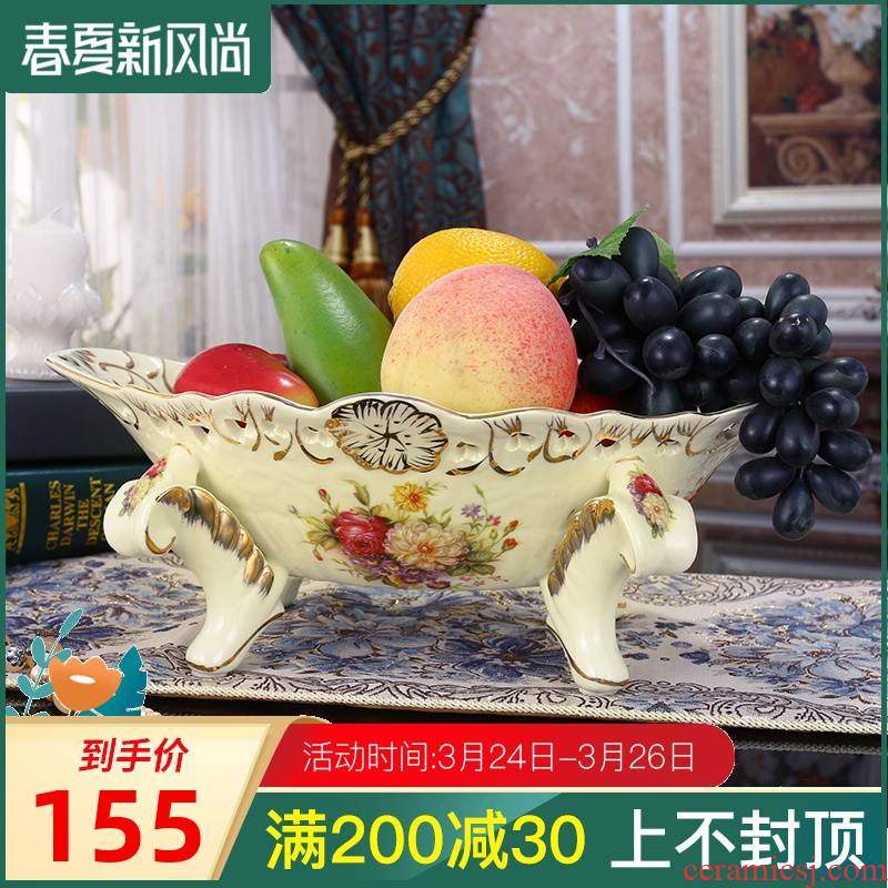 European fruit bowl decoration fashion creative ceramic hollow out American modern large sitting room household act the role ofing is tasted the fruit bowl