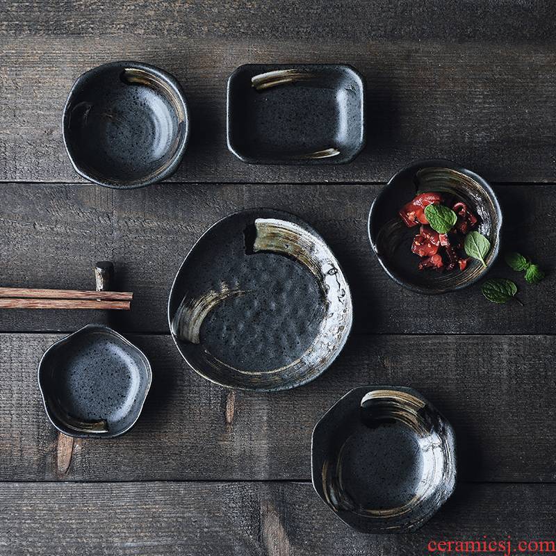Tao soft Japanese creative hand - made tableware retro seasoning sauce dish of sauce bowl shaped bowl ceramic plate small dishes