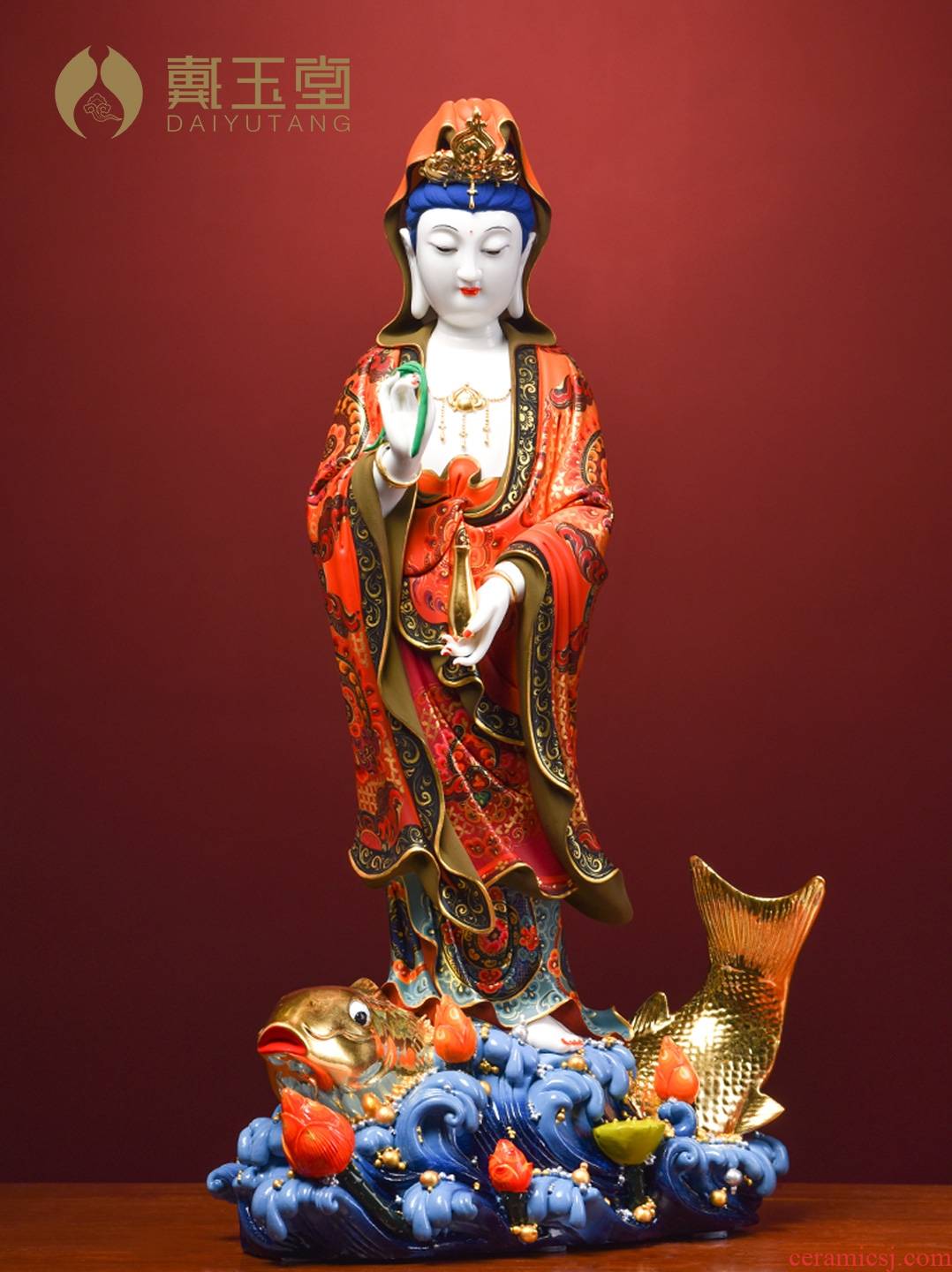Color ceramic production is pulled from the shelves 】 【 the south China sea guanyin Buddha carp guanyin bodhisattva
