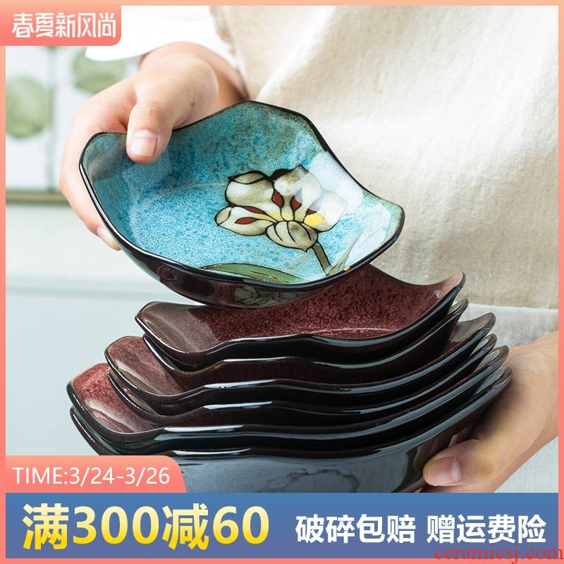 Dish Dish Dish with Japanese creative move color restoring ancient ways square plate of fruit salad plates gaochun ceramics tableware