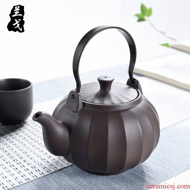 Having purple sand pot of girder kung fu tea sets suit household ceramic cups accessories Japanese big teapot single pot