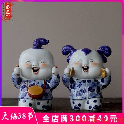 Jingdezhen blue and white classical character moral furnishing articles with joy festival decoration porcelain ceramic decoration