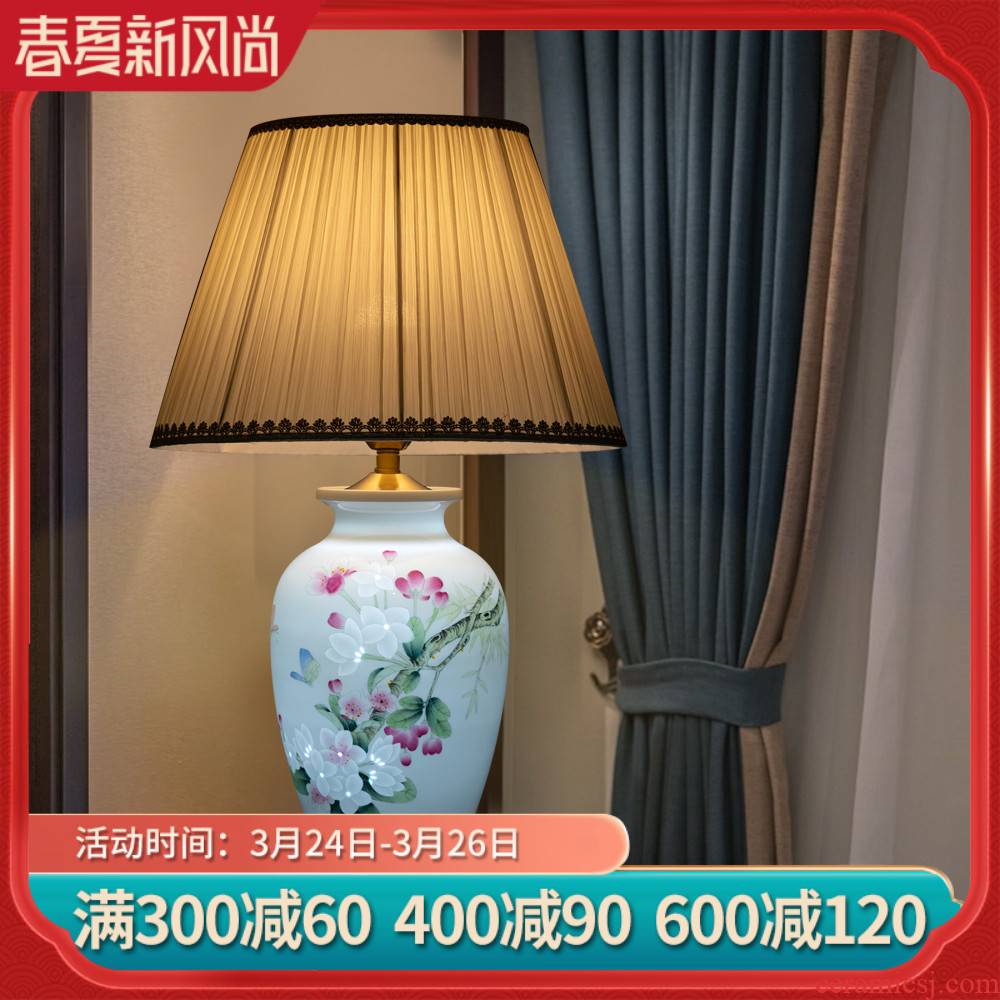 Jingdezhen ceramics hand - made flowers money butterfly vase of new Chinese style household adornment marriage room bedroom berth lamp