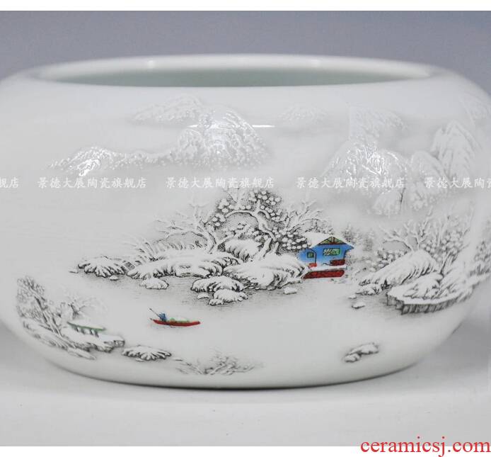 Exhibition of jingdezhen ceramic fish cylinder furnishing articles desktop decoration small household act the role ofing is tasted study writing brush washer refers to basin